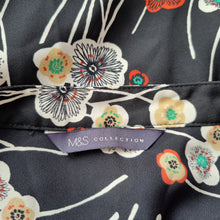 Load image into Gallery viewer, Marks &amp; Spencer Blouse Floral Print Plus Size 22 Black Long Sleeves Smock Top
