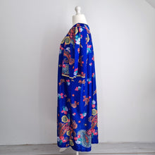 Load image into Gallery viewer, Vintage Afibel Dress Kaftan Maxi Blue Nylon Muumuu Coverup Blue Paisley 20 22
