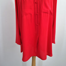 Load image into Gallery viewer, Vintage Jaeger Tunic Top UK 12 14 Berry Red Blouse Button Down Long Sleeves 80s
