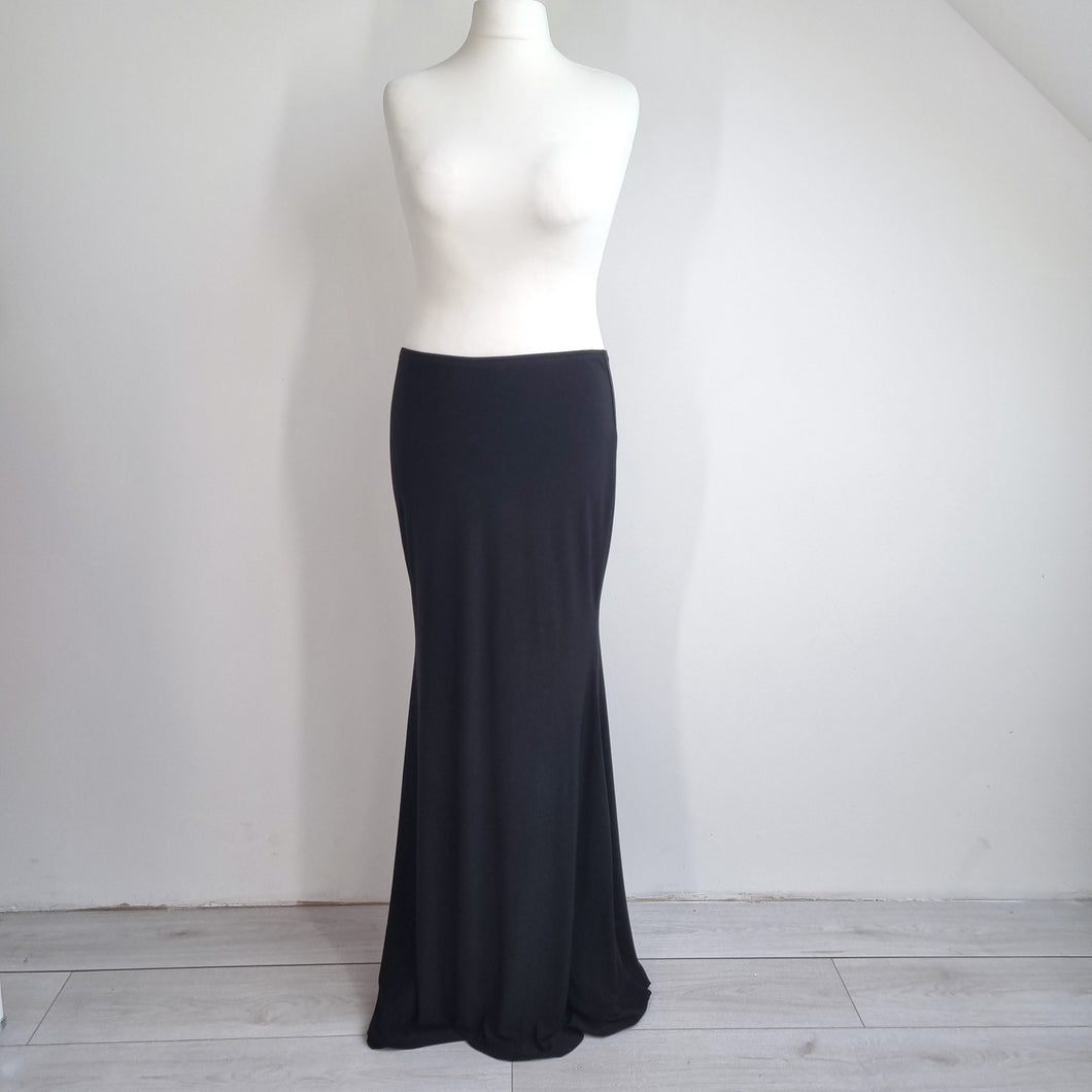 Long Tall Sally Skirt Maxi UK 18 Black Fit & Flare Elasticated Waist Long Party