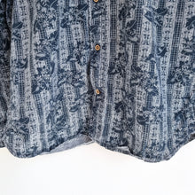 Load image into Gallery viewer, Mantaray Men&#39;s Shirt Floral Striped Print Blue 100% Cotton Long Sleeves Medium
