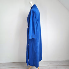 Load image into Gallery viewer, Vintage St Michael Robe Dressing Gown Blue Embroidered Cotton Wrap Kimono 10 12
