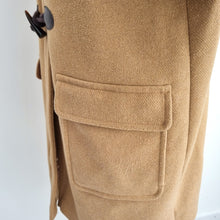 Load image into Gallery viewer, M&amp;S Duffle Coat Camel UK 14 Faux Fur Hooded Toggle Winter Coat Caramel Lined

