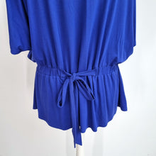 Load image into Gallery viewer, Phase Eight Peplum Blouse UK 18 Royal Blue Ruched Stretch Top Smart Casual Work
