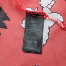 Load image into Gallery viewer, H by Henry Holland Blouse Poodles Dogs Red UK10 Knot Peter Pan Collar Top Shirt
