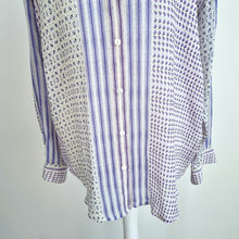 Load image into Gallery viewer, Hoss Intropia Blouse 100% Silk Frilly Mock Neck Ditsy Floral Lilac Chiffon UK 8
