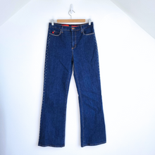 Load image into Gallery viewer, NYDJ Tummy Tuck Jeans Rhinestone Embellished Bootcut Dark Blue High Rise UK 14
