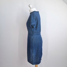 Load image into Gallery viewer, COS Denim Dress Shift 12 Dark Blue 100% Cotton Pockets Work Knee Length Office
