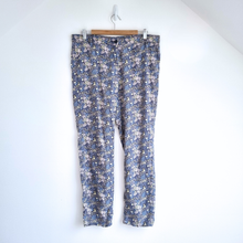 Load image into Gallery viewer, Next Floral Chino Trousers UK 14 Long Blue Print Cotton Blend Liberty Style
