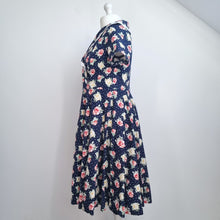 Load image into Gallery viewer, Hell Bunny Dress Floral Print 2XL Navy Blue Sailor Retro 50s Revival Stretch
