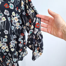 Load image into Gallery viewer, Marks &amp; Spencer Blouse Floral Print Plus Size 22 Black Long Sleeves Smock Top
