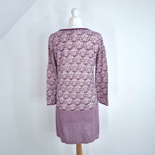 Load image into Gallery viewer, White Stuff Jumper Dress Linen Cotton Blend Purple Fine Knit Paisley Striped 10
