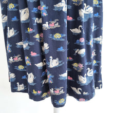 Load image into Gallery viewer, Cath Kidston Skirt Swans Print Navy Blue Pockets Shirt Mini Skater Jersey Small
