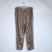Load image into Gallery viewer, Next Sequin Trousers Gold Size 18 Joggers Side Stripe Lined Christmas Party
