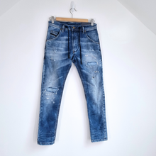 Load image into Gallery viewer, Diesel Krooley Jogger Jeans Men&#39;s Tapered Ripped Destroyed Blue Sweatpants W 26
