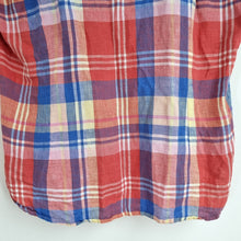 Load image into Gallery viewer, Paul Costelloe Pure Linen Shirt Men&#39;s Checked Plaid Red Short Sleeves Blue Large
