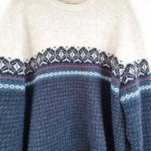 Load image into Gallery viewer, M&amp;S Men&#39;s Jumper Fair Isle Chunky Knit Crew Neck Blue Christmas Sweater 2XL
