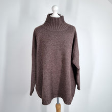 Load image into Gallery viewer, Ochre Jumper Cashmere Lambswool Brown Roll Neck One Size Knit Nepal Oversized
