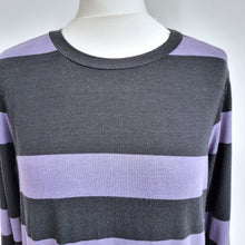 Load image into Gallery viewer, ASOS Design Maxi Dress UK 12 Black Purple Striped Long Sleeves T-shirt Grunge
