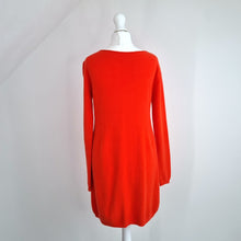 Load image into Gallery viewer, Jumper Dress Orange Tunic Knitted Mini Pockets Bright Shift Sweater Small Medium
