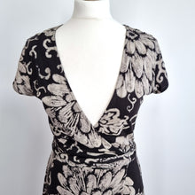 Load image into Gallery viewer, Lucky Brand Wrap Dress Jersey Large Floral Print Black Cotton Modal Casual Day
