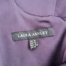 Load image into Gallery viewer, Laura Ashley Satin Dress UK 16 Purple Wiggle Occasion Cocktail Midi Shift Party
