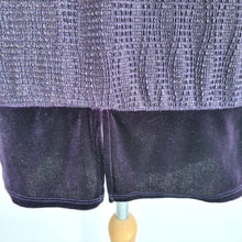 Load image into Gallery viewer, Oasis Top Purple Velvet Sparkly Blouse Large Short Sleeves Casual Metallic Party
