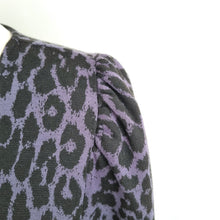 Load image into Gallery viewer, Roman Midi Dress Leopard Print  UK 16 Purple Animal Skater Stretch Casual
