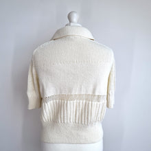Load image into Gallery viewer, COS Cream Cardigan Short Sleeves 100% Cotton Blouse Summer Knit Buttons Large
