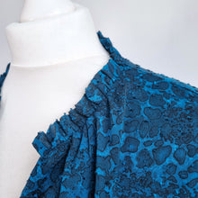Load image into Gallery viewer, Whistles Blouse Animal Print Blue Chiffon Lined Peasant Top Long Sleeves Work 14
