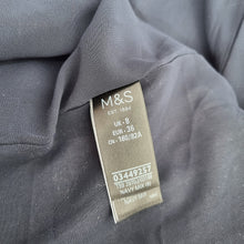 Load image into Gallery viewer, M&amp;S Navy Check Blazer UK 8 Smart Tailored Jacket Work Office Classic Blue Open
