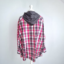Load image into Gallery viewer, Joe Browns Shirt Plaid Removable Hood Check Snap Pink Cotton Tunic Plus Size 32
