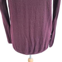 Load image into Gallery viewer, COS Jumper Burgundy 100% Wool Silk Back Button Down Purple Fine Knit Small
