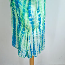Load image into Gallery viewer, Warehouse 100% Silk Top Tunic Large Tie-Dye Blue Green Blouse Beach Coverup
