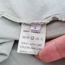 Load image into Gallery viewer, Midi Button Down Dress Large Sage Green 100% Cotton Tie Sleeve Casual Boho Tea
