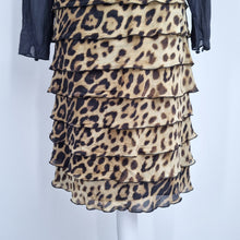 Load image into Gallery viewer, Moschino Cheap &amp; Chic Dress 100% Silk Leopard Print Ruffle Cocktail Shift UK 8
