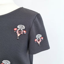 Load image into Gallery viewer, Miss Selfridge Embellished Top Black Beaded Party Short Sleeves Blouse Size 14
