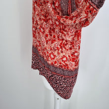 Load image into Gallery viewer, Lucky Brand Peasant Top Small Off Shoulder Blouse Floral Burgundy Boho Western
