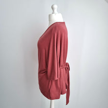 Load image into Gallery viewer, GAP Wrap Top Knit XL Dusty Pink Batwing Sleeves Tie Waist Oversized Jumper
