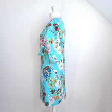 Load image into Gallery viewer, Pomodoro Outfit Dress Jacket Turquoise Floral Cotton Mother Bride Occasion 16
