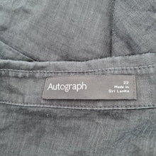 Load image into Gallery viewer, M&amp;S Autograph Blouse Black UK 22 100% Ramie Shirt Top Hi Low Semi Sheer Casual
