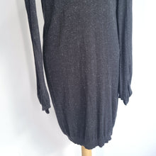 Load image into Gallery viewer, Whistles Jumper Dress Black Fine Knitted 12 Sparkly Mini Long Sleeves Sweater
