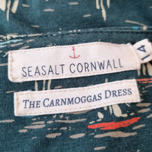 Load image into Gallery viewer, Seasalt Cornwall Carnmoggas Dress Sail Boats Print Jersey Green Smock Casual 14
