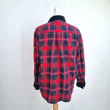 Load image into Gallery viewer, Vintage Jaeger Shirt Checked Plaid Red Cotton Wool Corduroy Collar Small 10 12
