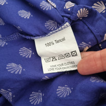 Load image into Gallery viewer, Mudd &amp; Water Shell Print Blouse UK 10 Blue Button Front Long Sleeve Top Tencel
