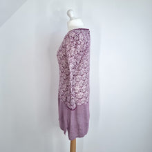 Load image into Gallery viewer, White Stuff Jumper Dress Linen Cotton Blend Purple Fine Knit Paisley Striped 10
