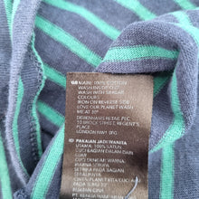Load image into Gallery viewer, Mantaray  T-Shirt Dress Striped  UK 12 Blue Green 100% Cotton Pockets Casual
