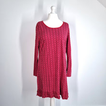 Load image into Gallery viewer, Madness 100% Cotton Dress UK20 Red Pink Floral Jersey Long Sleeves Smock Tunic
