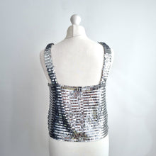 Load image into Gallery viewer, Zara Silver Sequin Top Crop Camisole Metallic Lined Party Festival Medium
