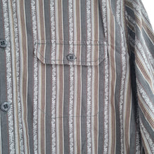 Load image into Gallery viewer, Mantaray Men&#39;s Shirt Brown Striped 100% Cotton Folk Casual Hippie Top Medium
